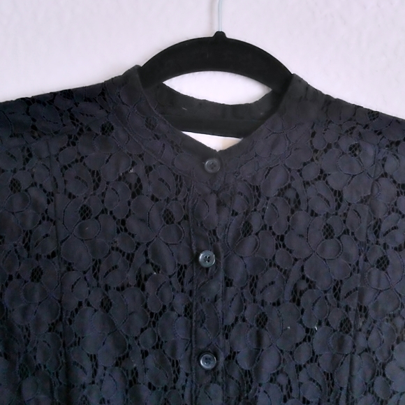 Michael Kors Black Lace Button Down Top - Picture 3 of 6